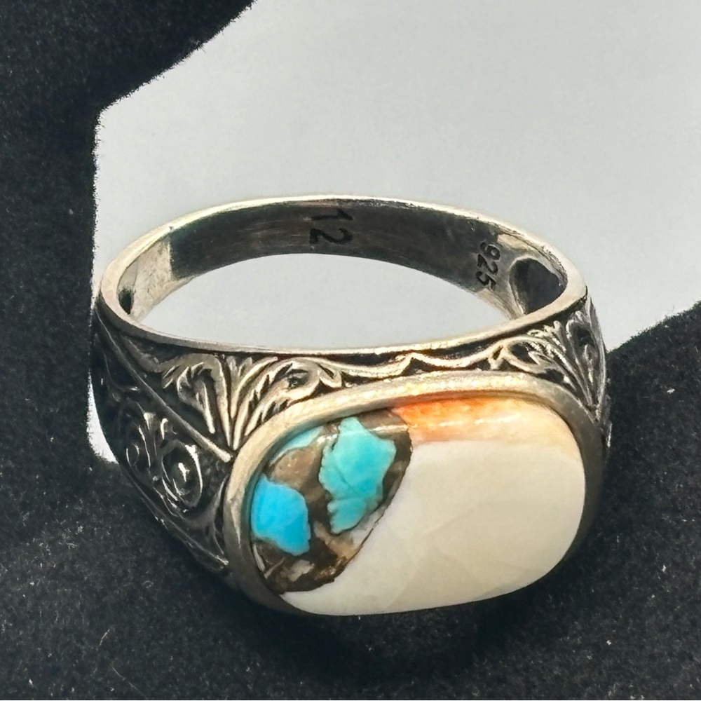 Silver Turquoise Men’s Statement Ring - image 1
